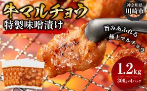 ＜訳アリ＞牛マルチョウ　特製味噌漬け　1.2kg(300g×4）【12月発送】 【kw0096-0025-12】