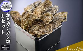 【厚岸漁協直売店特製】 かきガンガン焼 Lセット 15個 北海道 牡蠣 カキ かき  生牡蠣 殻付  魚介類 マルえもん