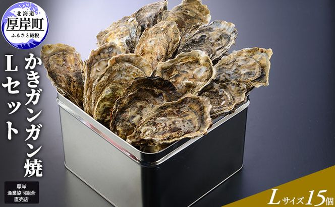 【厚岸漁協直売店特製】 かきガンガン焼 Lセット 15個 北海道 牡蠣 カキ かき  生牡蠣 殻付  魚介類 マルえもん