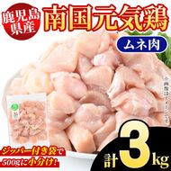 鹿児島県産！南国元気鶏 ムネ肉(計3kg) 国産 鹿児島県産 鶏肉 肉 お肉 ムネ肉 むね肉 胸肉 南国元気鶏 小分け 小パック Cセット【さるがく水産】a-12-319-z