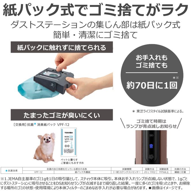 【東芝】トルネオ コードレス掃除機 VC-SL55D(T) モカブロンズ 自動ゴミ収集 ダストステーション搭載 サイクロン式 スティッククリーナー 軽量 1.6kg TOSHIBA 【kw0240-0602】