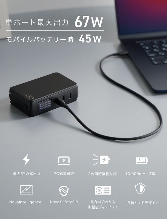 SMARTCOBY Pro PLUG II67W3C (ブラック)｜ACアダプター モバイルバッテリー 充電 充電器 iPhone スマートフォン スマホ [2534]