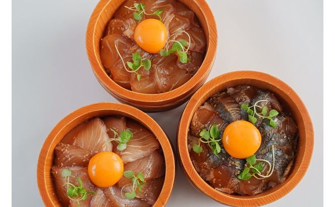 京都丹後の夕日漬け丼のもと　3種（伊根産ぶり・伊根産真鯛・京さわらの炙り 各150g）　LP00011