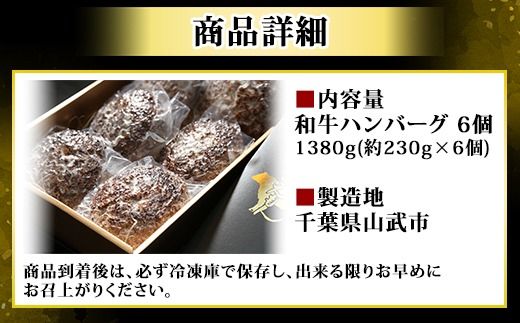 和牛ハンバーグ 6個 1380g(約230g×6個) SMAW001
