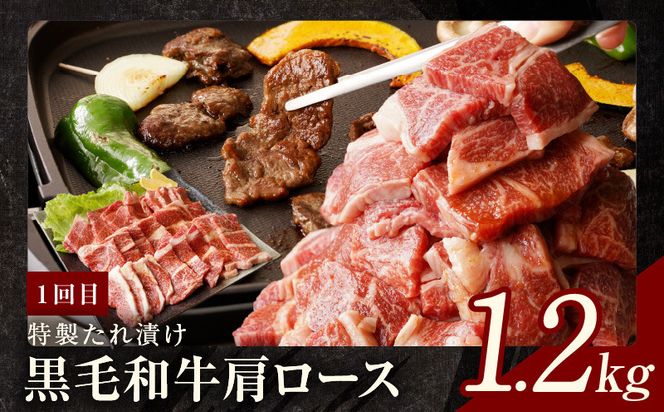 099Z241 焼肉定期便 総量3.4kg（肩ロース／牛タン／牛ハラミ）全3回 丸善味わい加工【毎月発送コース】