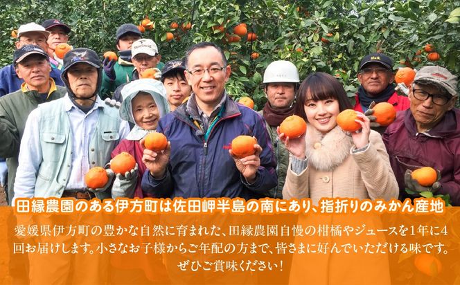  【年4回定期便】【愛媛県産】田縁農園の四季物語　春：瓢柑（7kg）、夏：果樹100%ストレートジュース（720ml×3本 / みかん、せとか、不知火）、秋：早生みかん（10kg）、冬：甘平（2kg） IKTA010