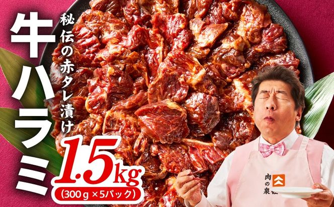 099H4051 牛ハラミ 1.5kg（300g×5P）【秘伝の赤タレ 泉州元気ハラミ 牛肉 はらみ 小分け 焼肉 お弁当 BBQ 訳あり ワケアリ わけあり サイズ不揃い 規格外 TVで話題】