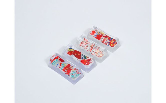 九谷焼のかけらを再生した箸置き HASHI STAND 4点セット (07 赤系)