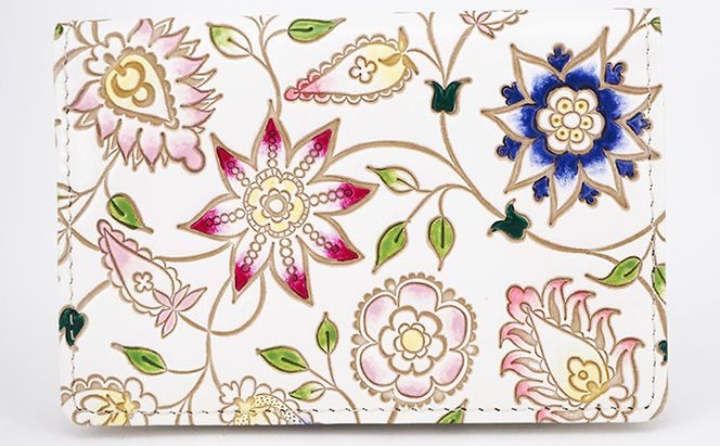 パスケース 花更紗 文庫屋大関 名刺入れ カードホルダー 名刺ケース 名刺ホルダー カード入れ 定期入れ 定期ケース 雑貨 生活雑貨 小物 革小物 革製品 本革 日用品 民芸品 工芸品 東京 東京都 墨田区