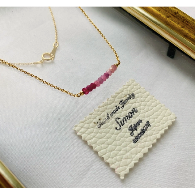 ネックレス ルビーの首飾り グラデーション ピンク 14gf 43cm