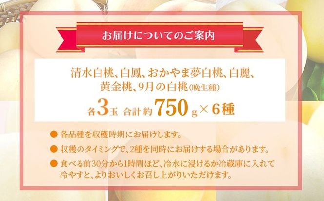 桃 2026年 先行予約 食べ比べ 各3玉 合計約750g×6種 もも 岡山県 赤磐市産 フルーツ 果物 あかいわファーマーズガーデン デザート 旬の果物 旬のフルーツ