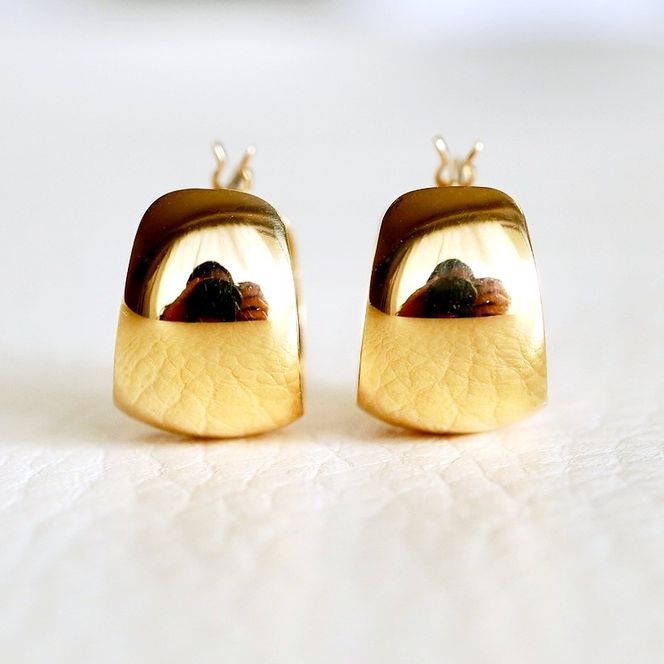 K18 18金 イエローゴールド 地金 ボリューム フープ ピアス (直径11mm) 保証書付 KO-0054 SWAD080-11mm