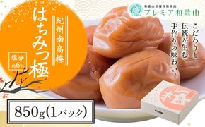 梅干し 紀州南高梅 はちみつ 極 塩分 約6% 850g 1パック 《60日以内に出荷予定(土日祝除く)》 株式会社やまだ 和歌山県 日高川町 梅 はちみつ梅 梅干し 米 おかず 国産 送料無料---wshg_ymd7_60d_24_13000_850g---