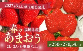 あまおう 【2027年3月上旬より順次発送】春のあまおう(2L・2A・G規格以上 4パック) イチゴ 苺 いちご 果物 福岡県産 ※配送不可:離島