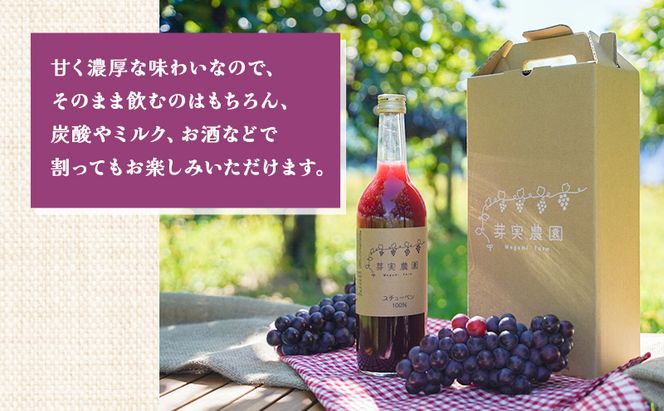 鶴田町　25年3月おすすめ返礼品！生産量日本一のおいしさ！芽実農園のぶどうジュース（スチューベン100％）720ml×2本 青森県鶴田町産スチューベン使用 果汁飲料 無添加 果汁100％ ストレートジュース 