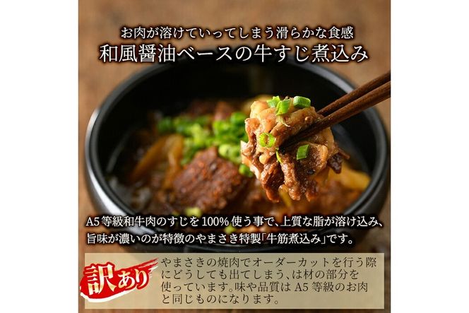 a822 《訳あり》国産A5等級和牛100％牛すじ煮込み(合計約1.25kg・約250g×5食分)【やまさき】牛筋 牛すじ 煮込み おかず 惣菜 おつまみ 時短調理 国産和牛 セット 冷凍