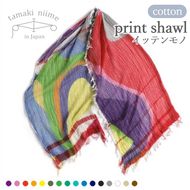 30-17 tamaki niime播州織コットン100％プリントショール（中判） 