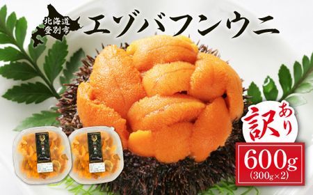 ≪規格外品600g≫ 無添加　エゾバフンウニ塩水パック600g 配送期間B:10月下旬〜11月下旬迄 [mh-0248_B]