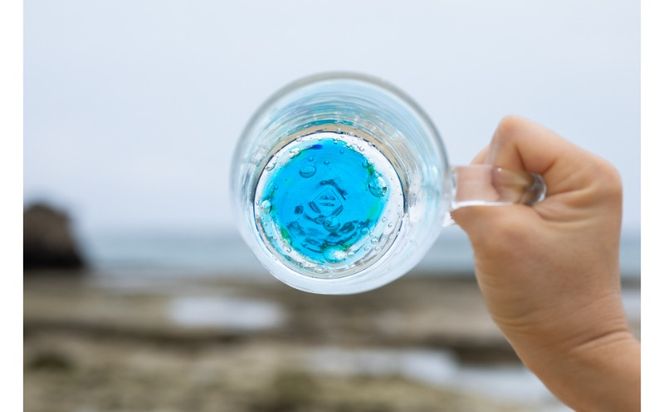 沖縄吹きガラス　青色ガラス果実の装飾木 沖縄吹きガラス 青色ガラス果実の装飾木 琉球ガラス 青の洞窟 モール