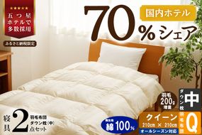 【国内ホテル・旅館70%シェア】寝具2点セット (クイーン) 国内生産 羽毛布団 掛け布団 ふとん まくら | 日本製 洗える 寝具 ベッド 布団 生地 綿100％ クリーニング 枕 羽毛 受注生産 一流ホテル 北海道 【 滝川市 】