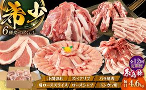 【全12回定期便】合計4.6kg！糸島豚食べ尽くしセット(とんかつ、肩ロース、しゃぶしゃぶ、豚バラ、スペアリブ、小間切れ) 糸島市 / トラヤミートセンター 豚肉 セット[AJD024]