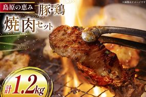 BJ283 鶏肉 豚肉 セット 島原の恵み 雲仙もみじ豚 雲仙島原ハーブ鶏 焼肉 セット 各2p 計1.2㎏