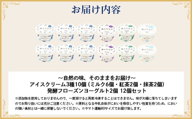 アイスクリーム10個(ミルク・紅茶・抹茶の3種)とフローズンヨーグルト×2個セット【1103903】