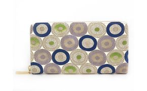 【文庫屋大関】 大容量　ぐるっとファスナーの長財布　笠菊＜水明＞【皮革工芸品】 ファッション小物 民芸品 