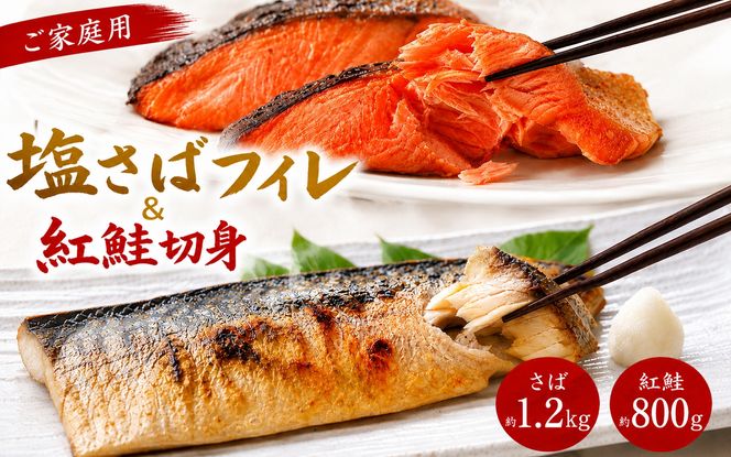 【ご家庭用訳あり】人気の塩さばフィレ＆紅鮭切身セット計2kg/ 和歌山 魚 さば 鮭 ※離島への配送不可【uot797C】