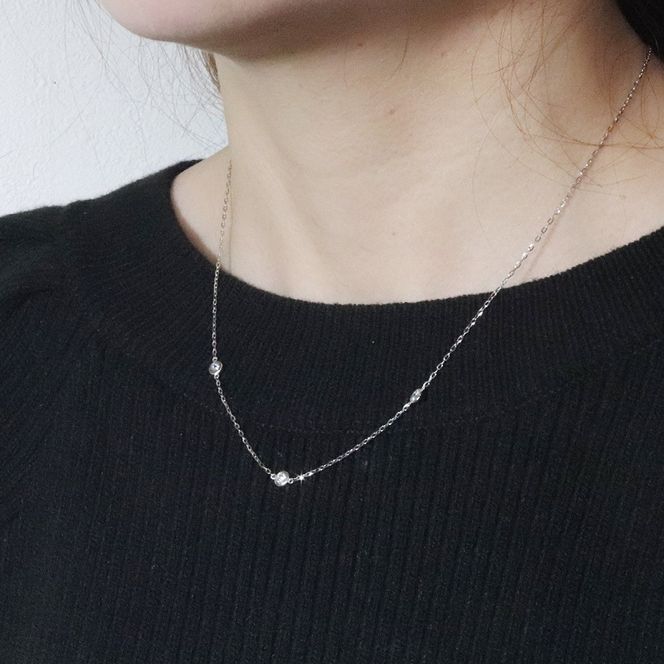 プラチナ　0.30ct　ダイヤモンドステーションネックレス　BQ-196