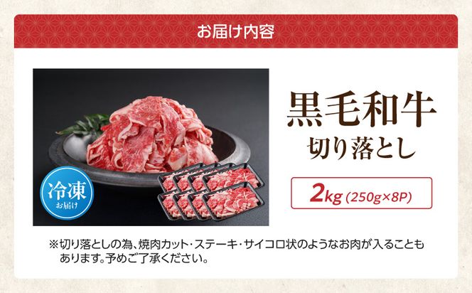 【黒毛和牛】切り落とし2kg(250g×8パック)_23-I901_(都城市) 国産黒毛和牛 切り落とし 外モモ・ウデ・マル・バラ・モモ・ブリスケ MIX 250g×8パック 小分けパック ブリスケ 