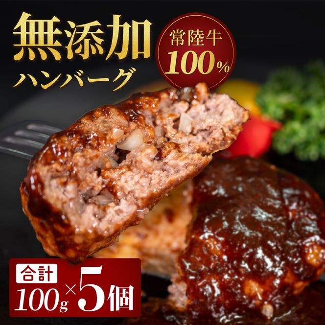 無添加 常陸牛ハンバーグ(100g)5個セット|黒毛和牛 国産和牛 冷凍 個包装 惣菜 おかず 簡単調理 牛肉 人気 茨城県 取手市（AV003）