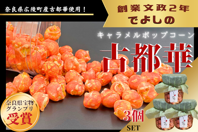 濃密体験！ 【古都華 キャラメルポップコーン】3個セット///古都華 ポップコーン スイーツ お菓子 プレゼント ギフト奈良県 広陵町