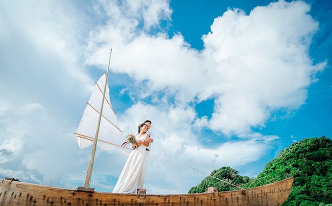 絶景!塩屋湾でサバニクルーズフォトチケット 沖縄 おきなわ フォト 前撮り 花嫁 記念日 ウェディング ウエディング 結婚記念日 プロポーズ 恋人 妻 お祝い 告白 写真 記念 チケット 国内挙式 券 国内