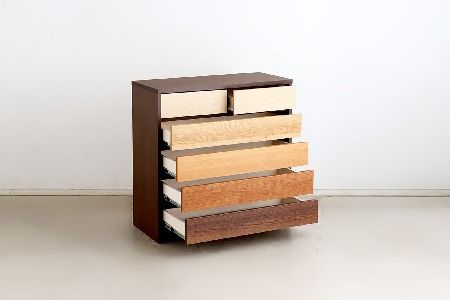 【東馬家具】カンザス 90チェスト BR【木目 天然素材 6段 グラデーション 収納力 上質 棚 完成品】(H060635)