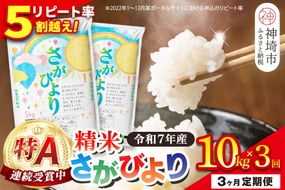 【定期便3ヶ月】令和7年産 さがびより 精米 10kg×3回【特A受賞米 定期便 佐賀県産 人気 お米 コメ 増田米穀】(H015218)