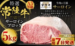 【特選】常陸牛（ひたちぎゅう）A5等級 サーロインブロック 5kg（茨城県共通返礼品 茨城県産）