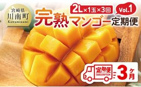 【3ヶ月定期便】完熟マンゴー定期便Vol.1【 川南町産 くだもの マンゴー 】[C11706t3]