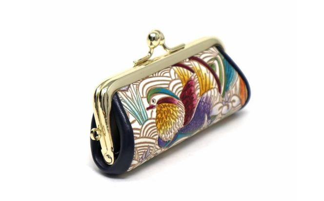 【文庫屋大関】印鑑ケース おしどり【皮革工芸品】 革製品 工芸品 民芸品 牛革 小物入れ お祝い ギフト プレゼント 墨田区 東京都