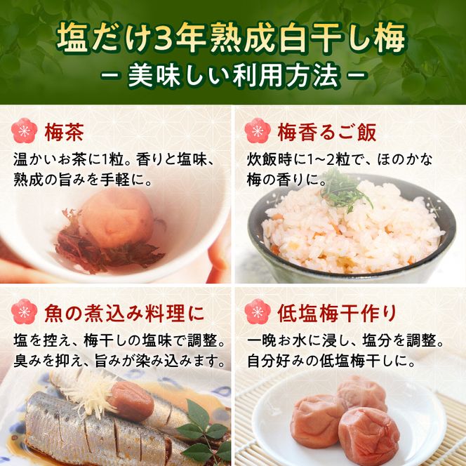 KS1003_訳あり 昔ながらの梅干し 3年熟成品 塩分20％ 約800g