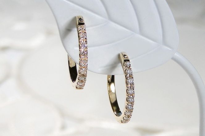 K10YG ダイヤモンド フープ ピアス 0.14ct EmP0071-10Y SWCJ003-yg