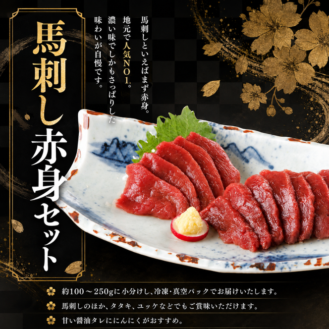 ＜信州伊那谷の食文化＞赤身馬刺しセット | 馬刺し 赤身  タレ付き 鮮馬刺し 馬刺し 馬刺 長野 信州 馬肉 お肉 刺身 冷凍 真空パック 小分け 送料 無料 伊那 信州【017-35】