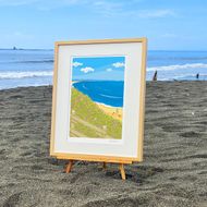 湘南・茅ヶ崎で描く、海を感じるイラストアート 『 湘南ランドスケープ08：海辺のハマダイコン 』 ジークレーアートフレーム （大） /絵画　風景　版画