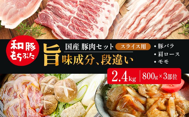 和豚もちぶた お試しセット スライス用 2400g 800g×3部位 豚バラ 肩ロース モモ