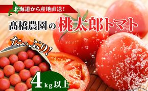 北海道 高橋農園 桃太郎トマト 4kg以上 M～Lサイズ (18玉～24玉) 5月下旬～9月上旬頃お届け 大玉トマト tomato 産地直送 農家直送 新鮮 野菜 安心 安全 とれたて 完熟 洞爺湖町 送料無料