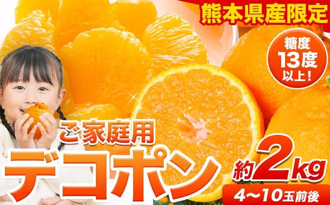 先行予約 訳あり デコポン 約2kg 前後 (約4-10玉前後)《2027年4月上旬-5月上旬頃出荷》 デコポン みかん 不知火 ご家庭用 訳ありデコポン 訳アリ 熊本県産 熊本県 長洲町 糖度13度以上---ng_deko_4j5j_r8_7500_2kg---