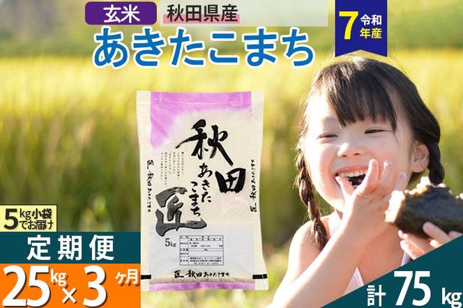 【玄米】＜令和7年産＞ 《定期便3ヶ月》秋田県産 あきたこまち 25kg (5kg×5袋)×3回 25キロ お米 匠  [サンファーム西木定期便 お米定期便 玄米 あきたこまち ごはん 米 お米]|02_snk-020903s