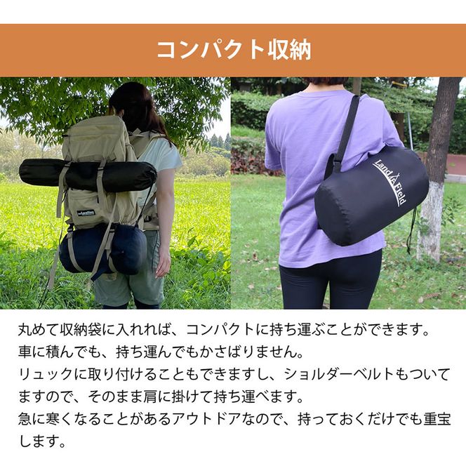 Land Field アウトドアブランケット キャンプ アウトドア ブランケット 大判 ひざ掛け 毛布 キャンピング毛布 防災 防災用品 ポンチョ 丸洗い可 洗濯 キャンプ用品 寝具 おしゃれ  W200×D140cm LF-OB014-BK