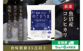 【定期便／6ヶ月】ゆきまち米1kg 極上魚沼産コシヒカリ お米 こしひかり 魚沼産こしひかり