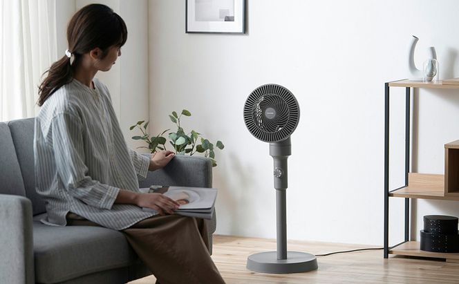 扇風機 サーキュレーター扇風機 STF-AC15EC-H ダークグレー アイリスオーヤマ リビング扇風機 左右首振り 換気 軽量 高さ調節3段階 おしゃれ お手入れ簡単 分解可能 ダイヤル式 オールシーズン対応 衣類乾燥 部屋干し 3D送風
